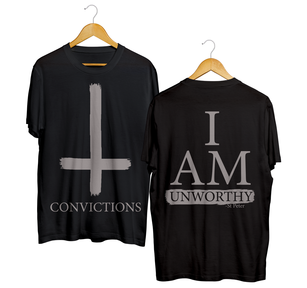Unworthy Tee (Grey on Black)